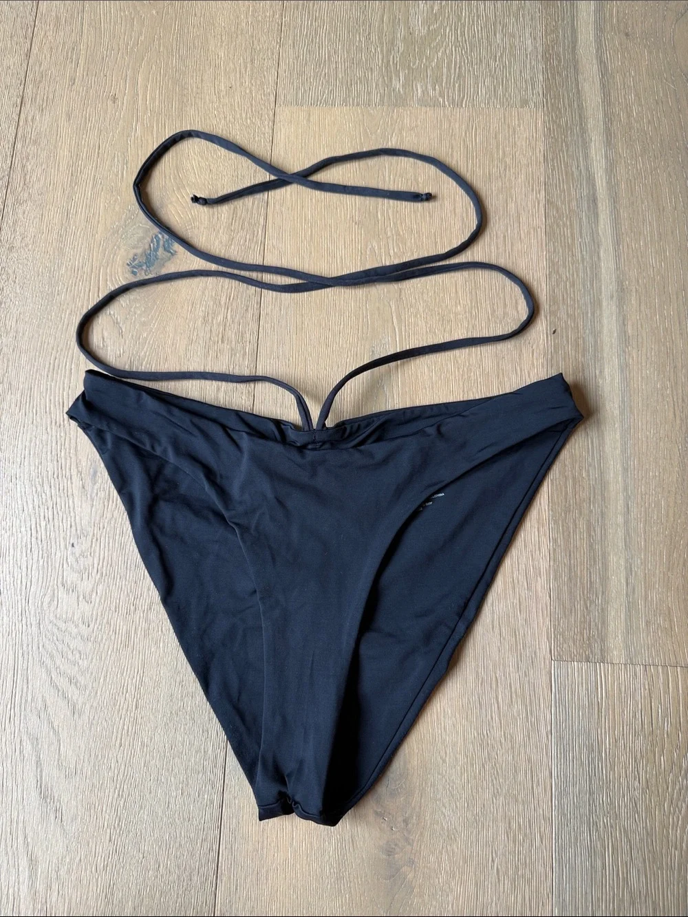 Frankie's Bikinis Black High-Waist Tie Bikini Bottom